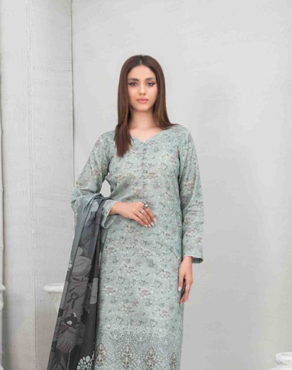 Best quality 3-piece unstitched women's printed suit by Tawakkal Fabric D 5451