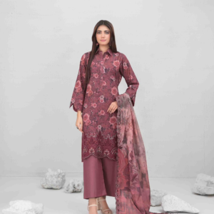 Best quality 3-piece unstitched women's printed suit by Tawakkal Fabric D 5454