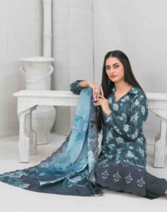 Best quality 3-piece unstitched women's printed suit by Tawakkal Fabric D 5456